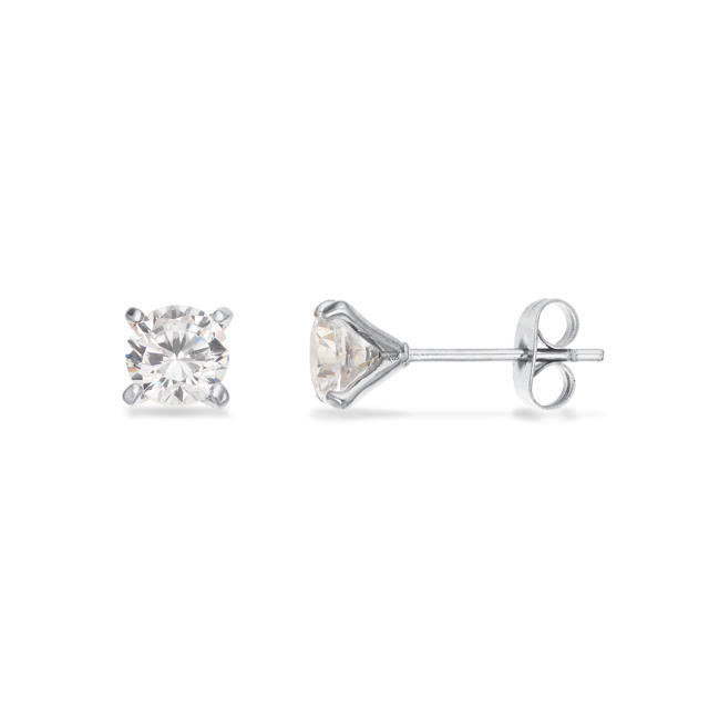 *Øreringe  6 x 6 mm. syn.zir. stål