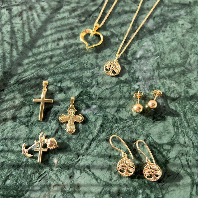 Pendant cross 17x16 mm 585 yell.