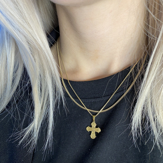 Pendant cross 17x16 mm 585 yell.