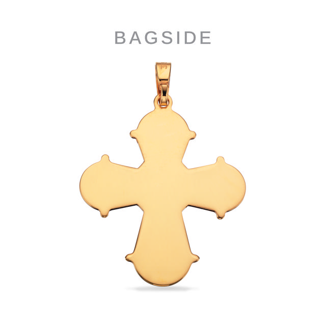 Dagmarkors stor blank bagside 25 x 22 mm. 8 kt.