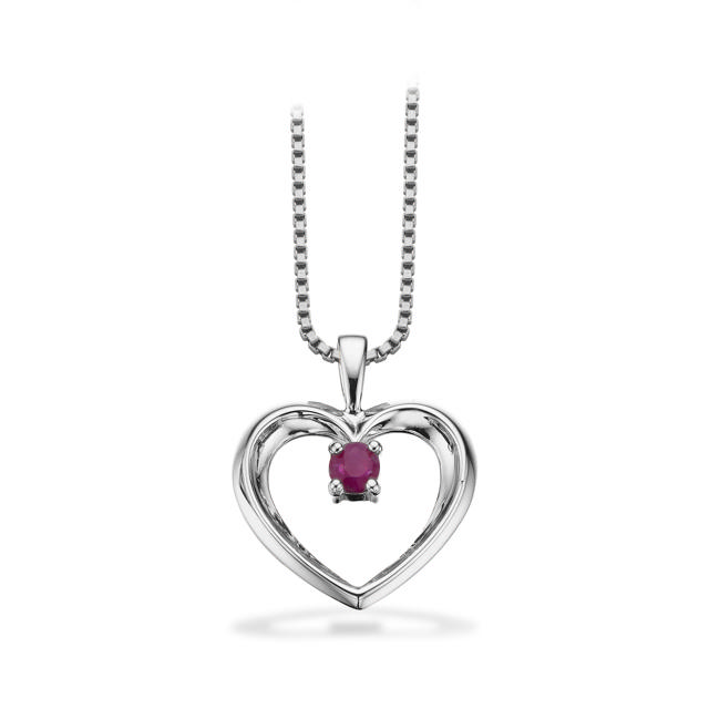 Pendant heart ruby 585 white