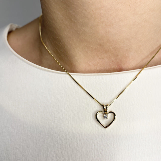 PENDANT HEART 0,35 W/SI 585 YELLOW