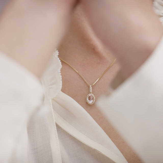 Pendant 0,11 H-W/SI morganite 585 yell.