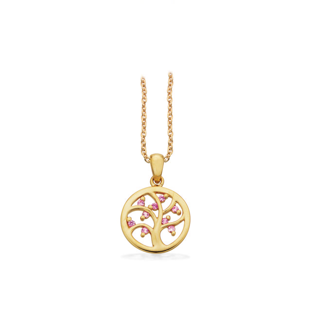 Pendant pink sapphire 585 yell.