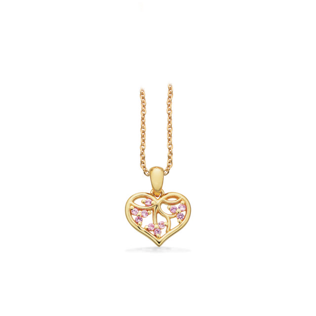 Pendant pink sapphire 585 yell.