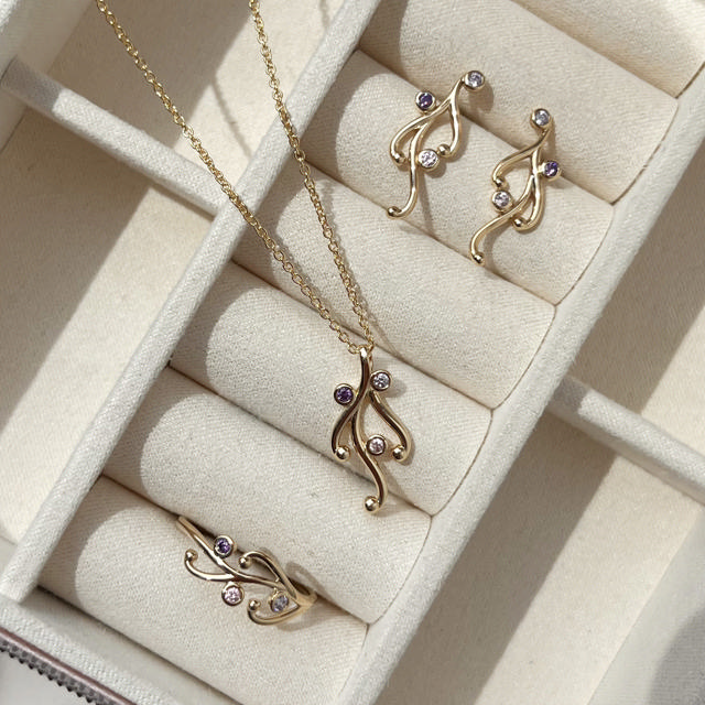 Pendant pink/purple zir. 333 yell.