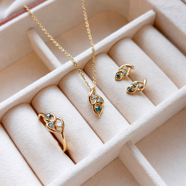 Vedhæng turkis/skye blue/hvid cubic zir 8 kt. m.k