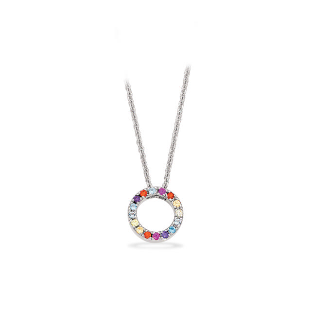 SoHo halskæde cirkel rainbow cubic zir. rh.42+3cm