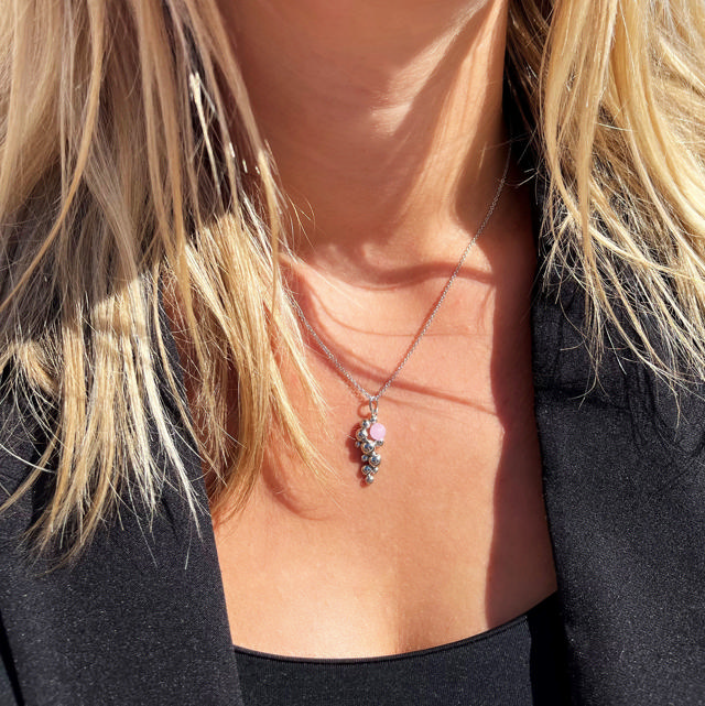 Pendant rosa quartz 925 platinium