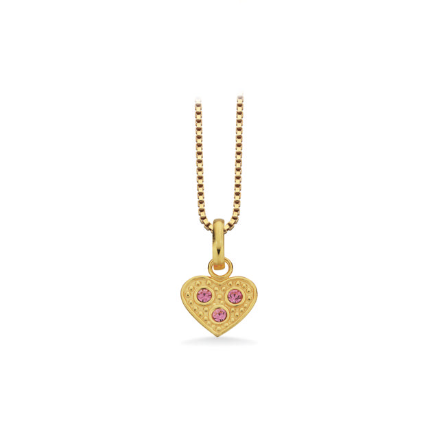 Pendant heart pink zir. 925 goldplated