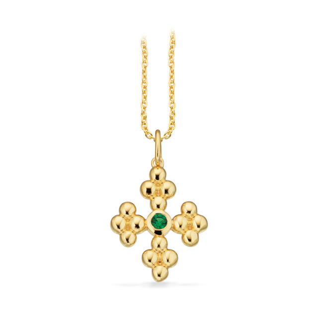 Pendant green zir. 925 goldplated
