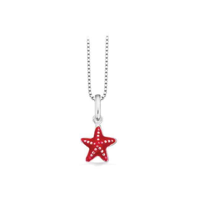 Pendant red seastar 925