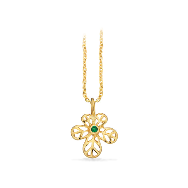 Pendant green zir. 925 goldplated