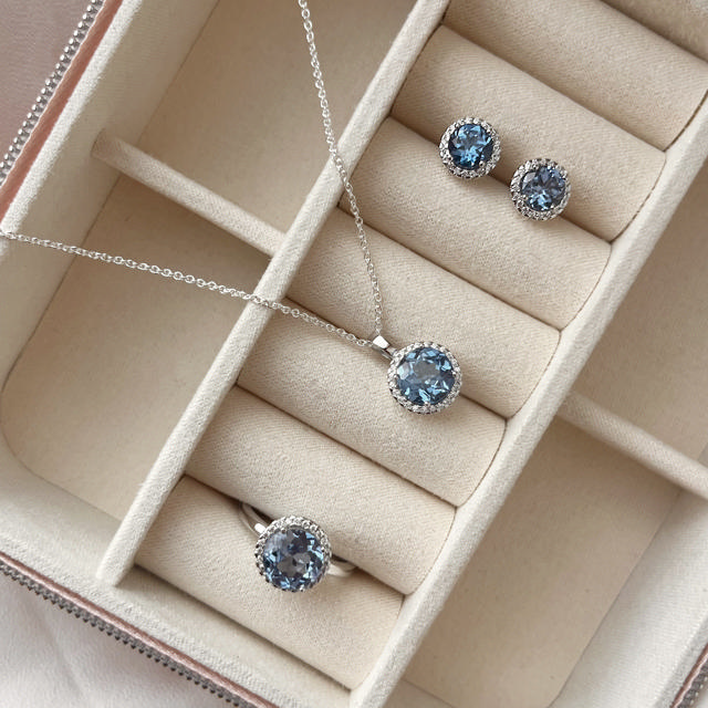 Pendant aqua / zir. 925 rho.