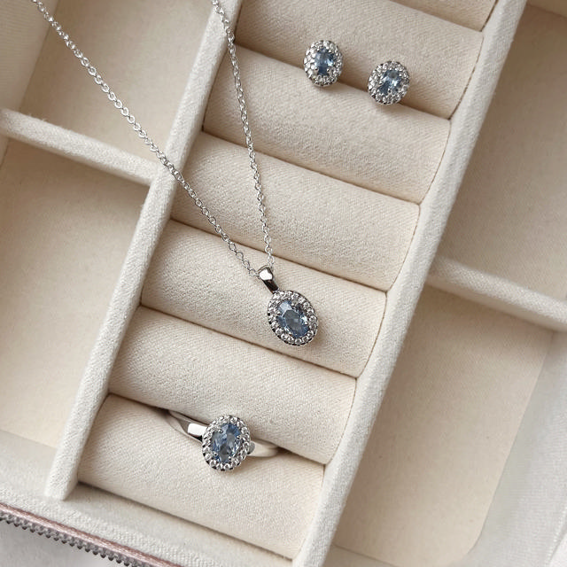 Pendant aqua / white zir. 925 rho.
