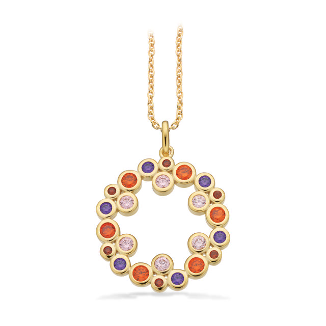 Pendant mixed zir. 925 goldplated