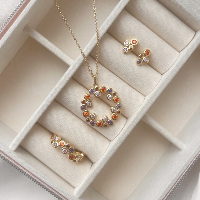 Pendant mixed zir. 925 goldplated