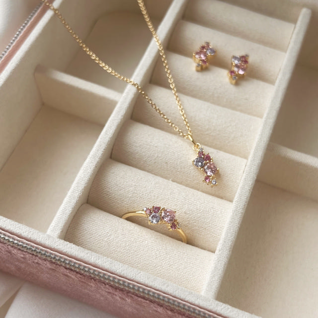 Pendant mixed zir. 925 goldplated