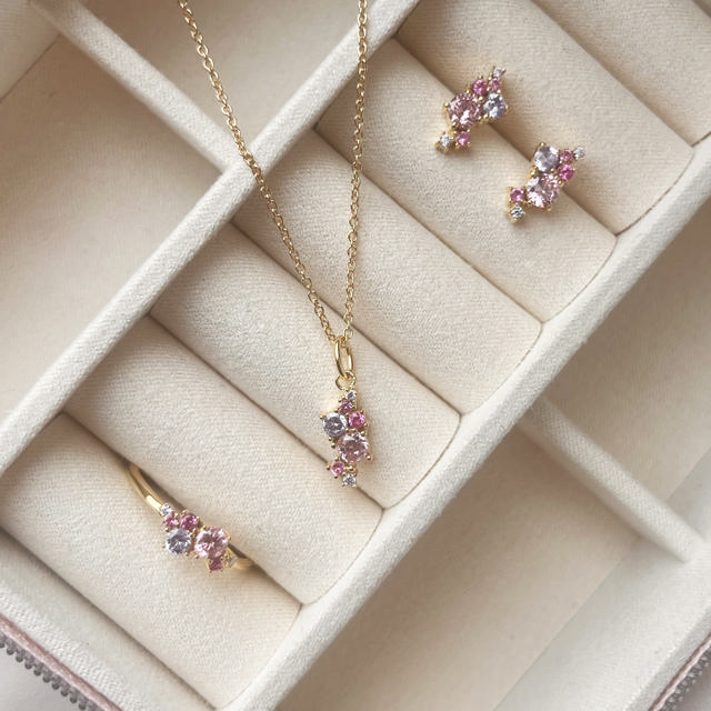 Pendant mixed zir. 925 goldplated