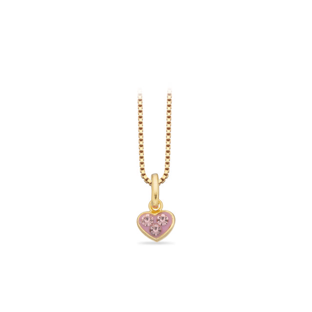 Pendant heart pink zir. 925 goldplated