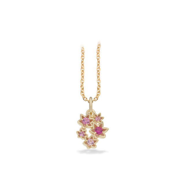 Vedhæng blomster rosa cubic zir. sølv fg. m/kæde