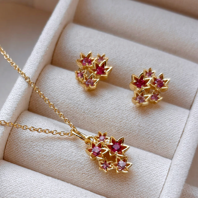 Vedhæng blomster rosa cubic zir. sølv fg. m/kæde