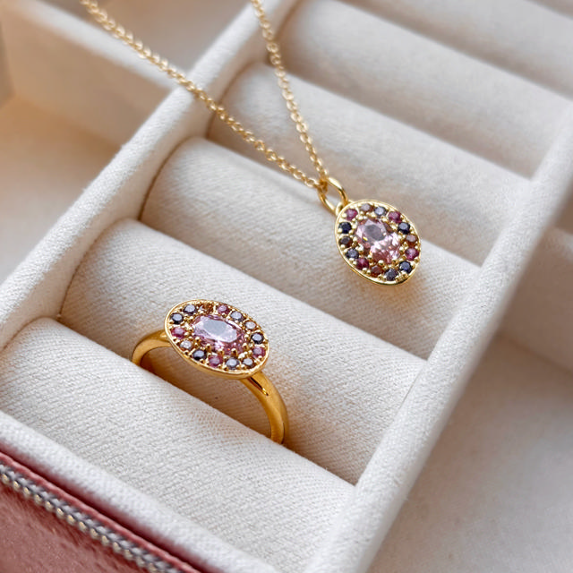 SoHo vedhæng rosa+lilla cubic zir. sølv fg m/kæde
