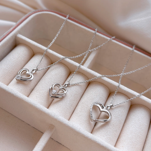Pendant heart zir. 925 rho.
