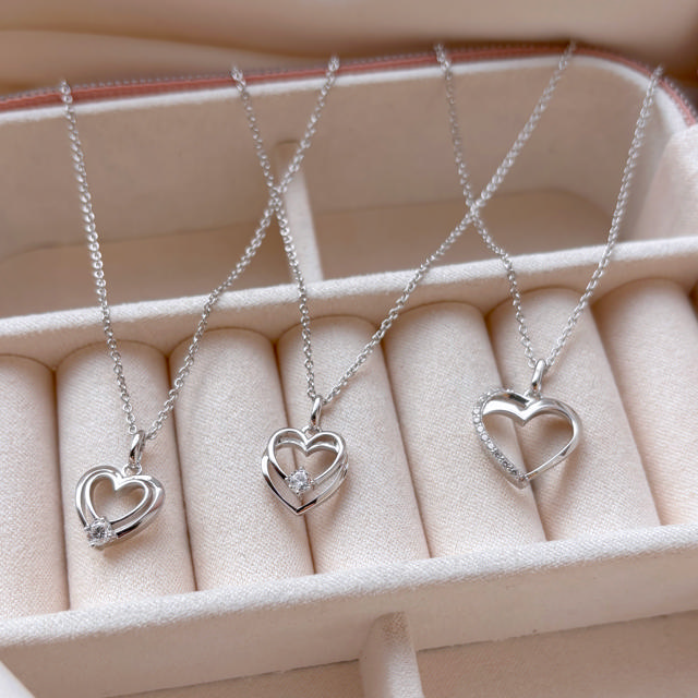 Pendant heart zir. 925 rho.