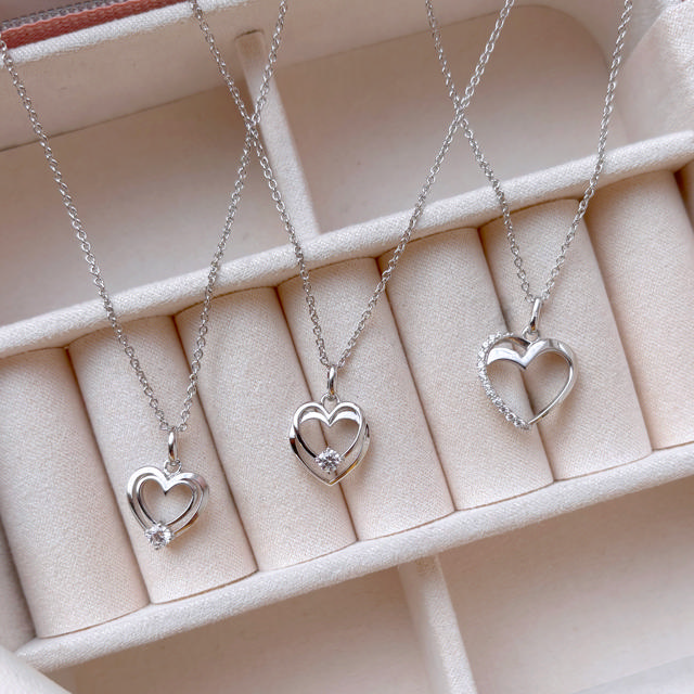 Pendant heart zir. 925 rho.