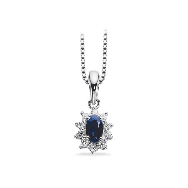 *Diana vedhæng roset 0,10 H-W/SI-safir 14 kt.
