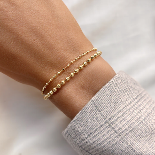 *Armbånd db. rk. satinerede kugler sølv fg. 17+2 cm