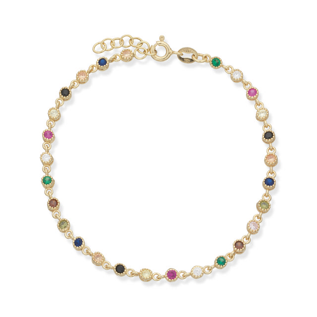 *SoHo armbånd multicolor cubic zir sølv fg 17+2 cm