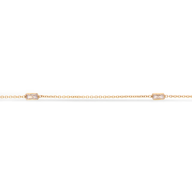 Anklet baguette zir. 925 goldplated