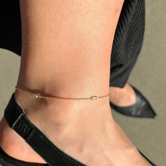 Anklet baguette zir. 925 goldplated
