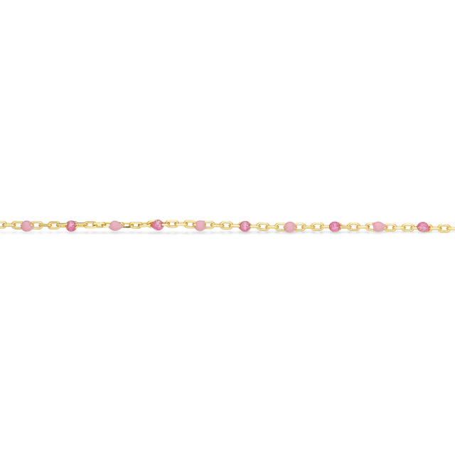 Ankelkæde links rosa emalje sølv fg. 25+2 cm.