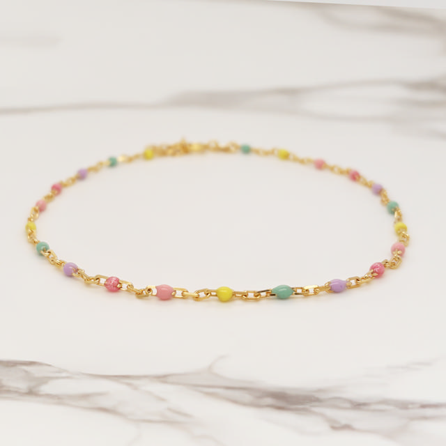 Ankelkæde links multicolor emalje sølv fg23+2 cm.
