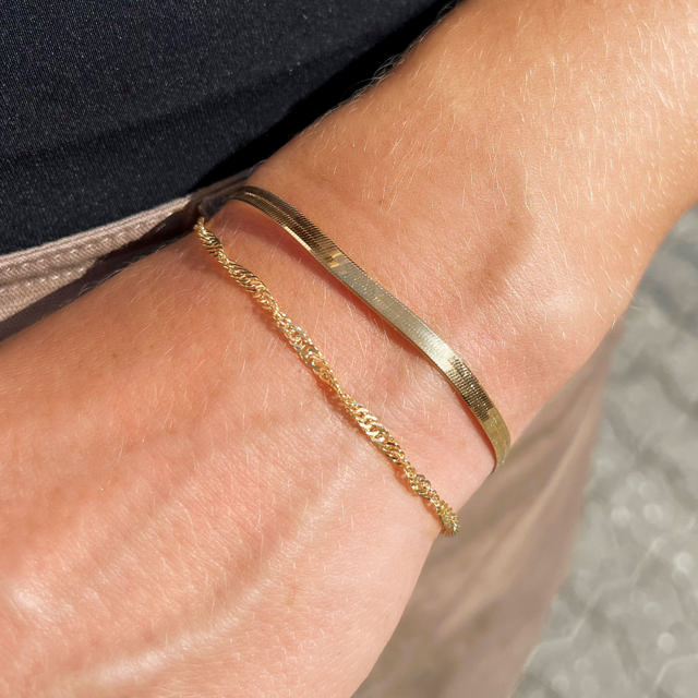 Bracelet singapore 925 goldplated 17+2 cm