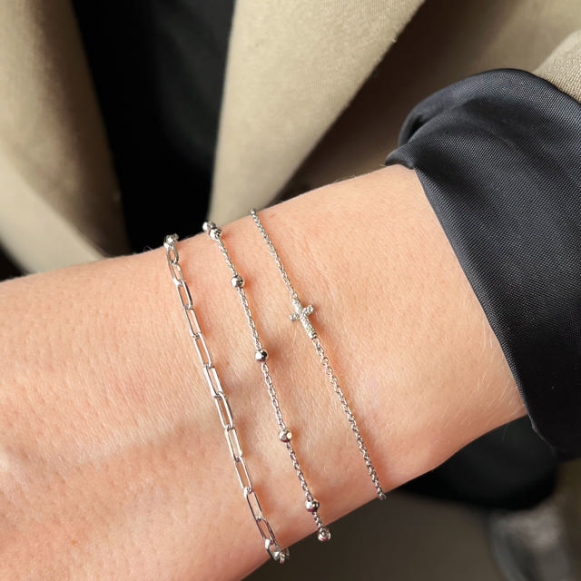 Armbånd long links/kuglekæde sølv rh. 17,5+1,5cm