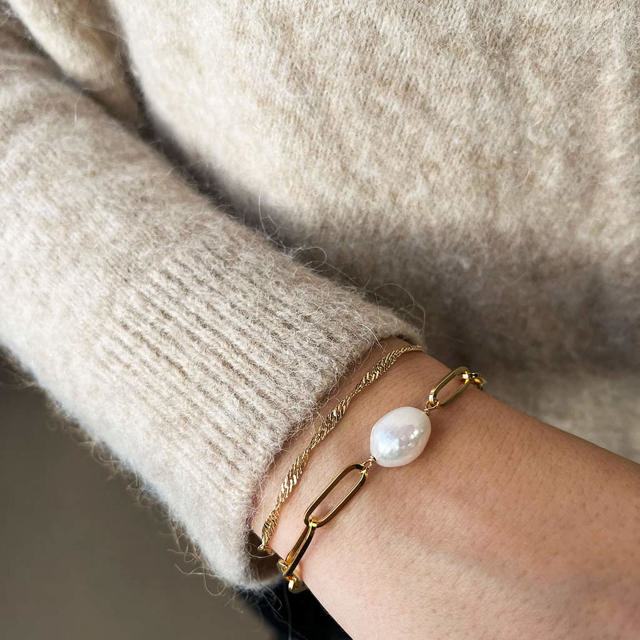 Bracelet baroque fwp. 925 goldplated