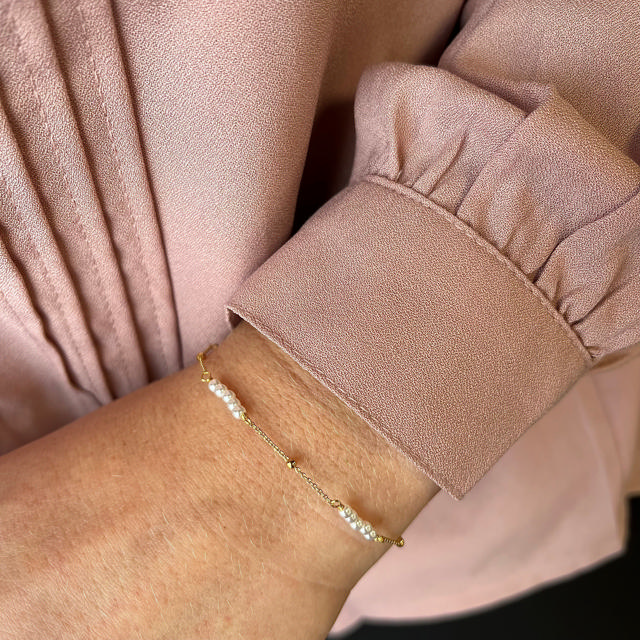 Bracelet white pearls 925 goldplated
