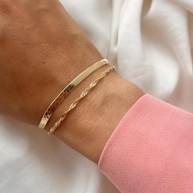 Bracelet magic/singapore 925 goldplated 17+2 cm