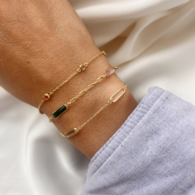 Bracelet mixed zir. 925 goldplated