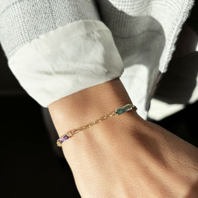 Bracelet mixed zir. 925 goldplated