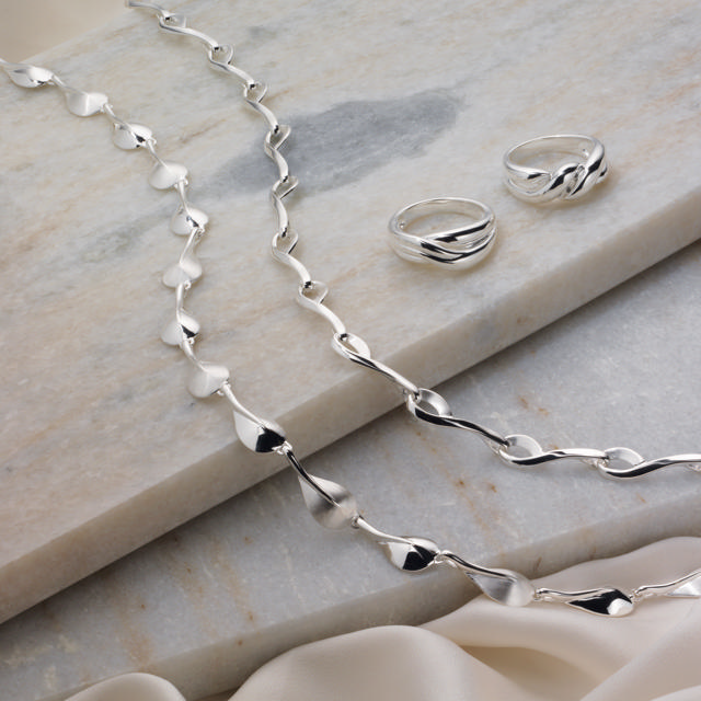 Necklace mat/polished 925