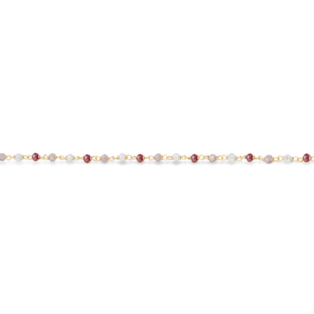 Armbånd lilla+rosa krystaller sølv fg. 17+2 cm