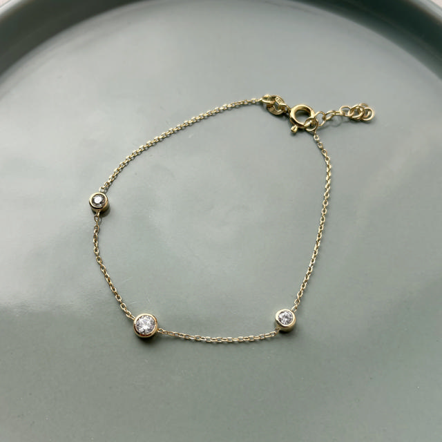 *Armbånd poletter cubic zir. sølv fg. 17+2 cm