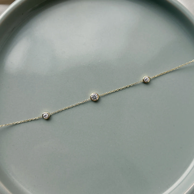 *Armbånd poletter cubic zir. sølv fg. 17+2 cm