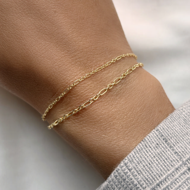 *Armbånd db. række rustikke links sølv fg. 17+2 cm
