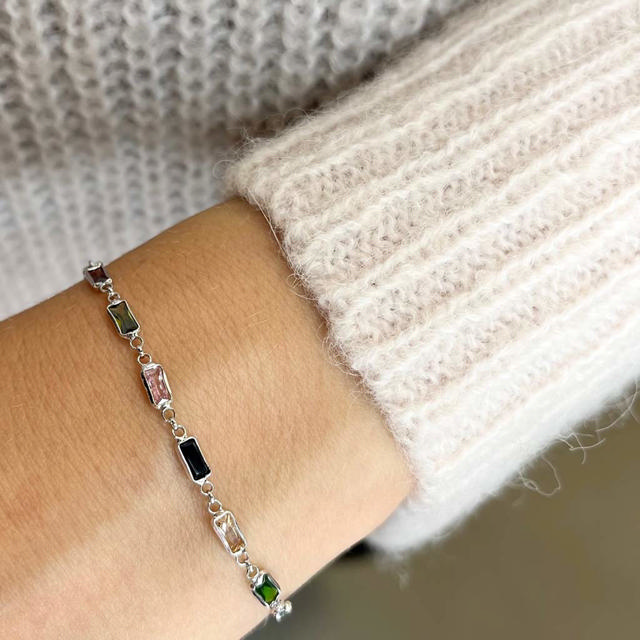 SoHo armbånd baguette rainbow cubic zir.sølv rh.